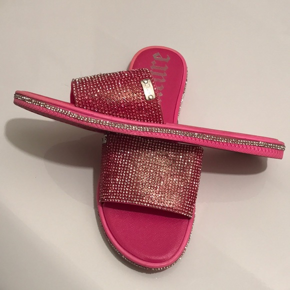 JUICY COUTURE Pink Rhinestone Slide Sandals - Picture 8 of 12